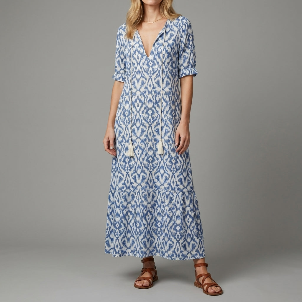 Bohemian Print Maxi Dress for Women – Effortless Vacation Style