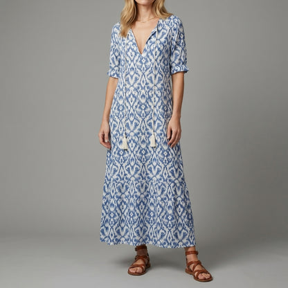 Bohemian Print Maxi Dress for Women – Effortless Vacation Style