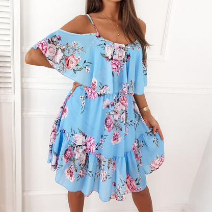 Women's Dress - Strapless with Ruffle Details - Light and Breathable - Relaxed Fit