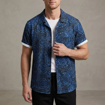 Relaxed Fit Printed Button-Up Shirt for Men – Lightweight Statement Style