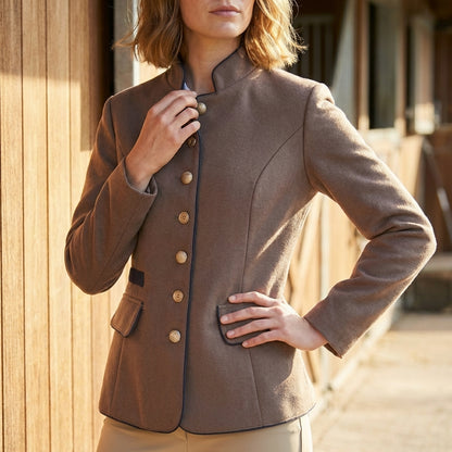 Tailored Stand Collar Jacket for Women – Timeless Sophistication & Refined Style