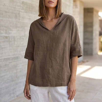 Relaxed Fit V-Neck Blouse for Women – Stylish Casual Comfort