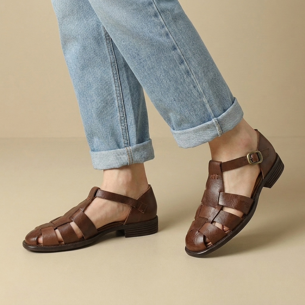 Ankle-Strap Buckled Caged Fisherman Sandals for Women – Stylish & Comfortable