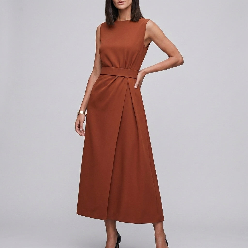 Elegant Sleeveless Midi Dress for Women – Timeless Sophistication & Graceful Style