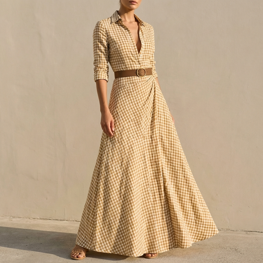 Belted Wrap A-Line Maxi Dress for Women – Stylish Casual Comfort