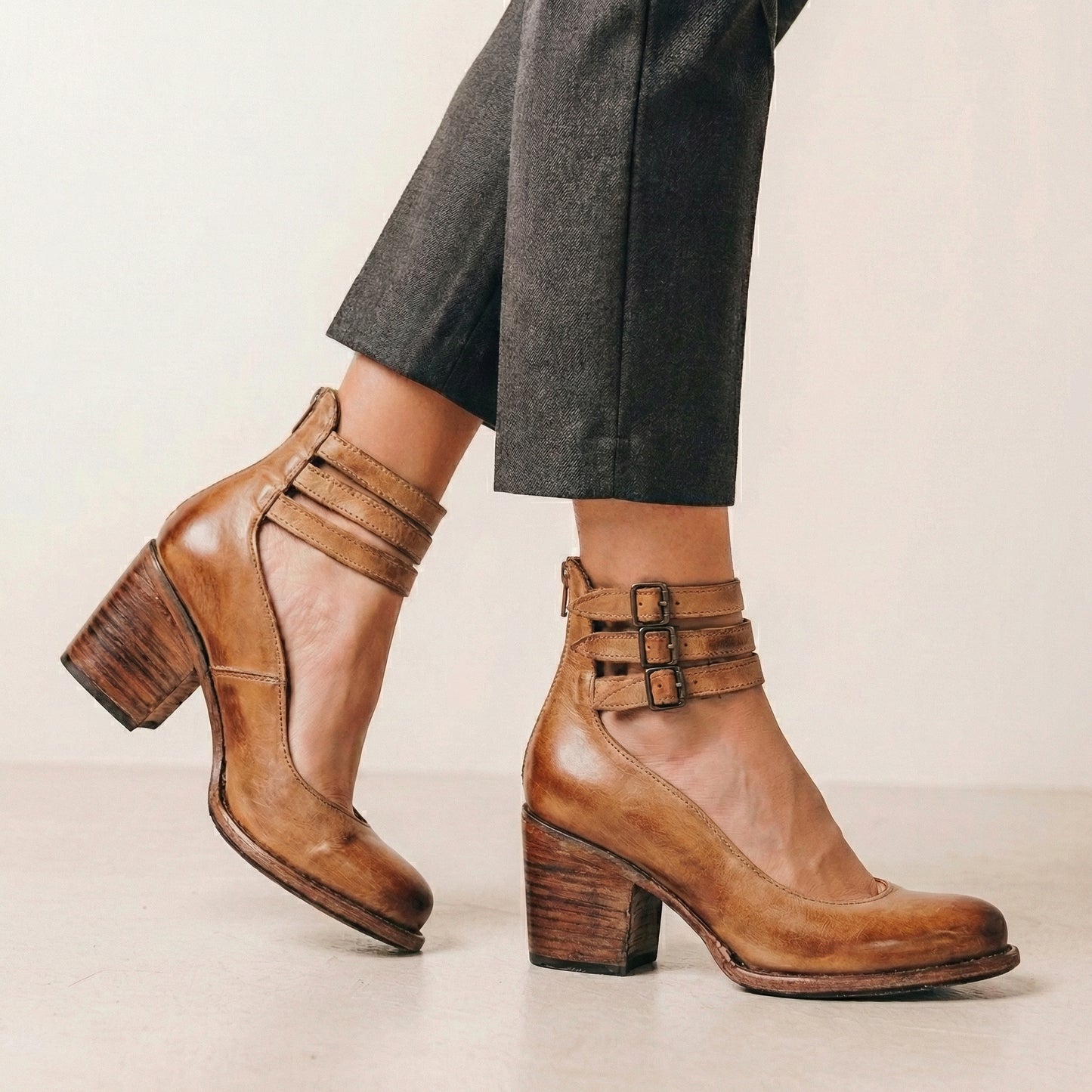 Vintage Buckle Strap Heels for Women – Timeless Elegance & Confident Comfort