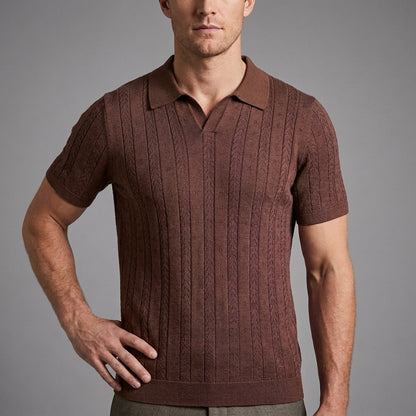 Textured Knit Polo Shirt for Men – Refined Comfort & Modern Style