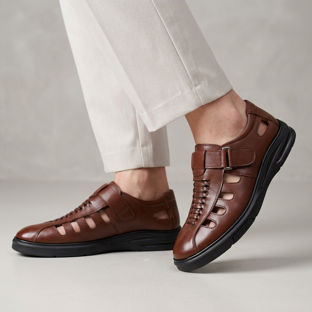 Closed-Toe Walking Sandals for Men – Breathable Comfort & Everyday Support