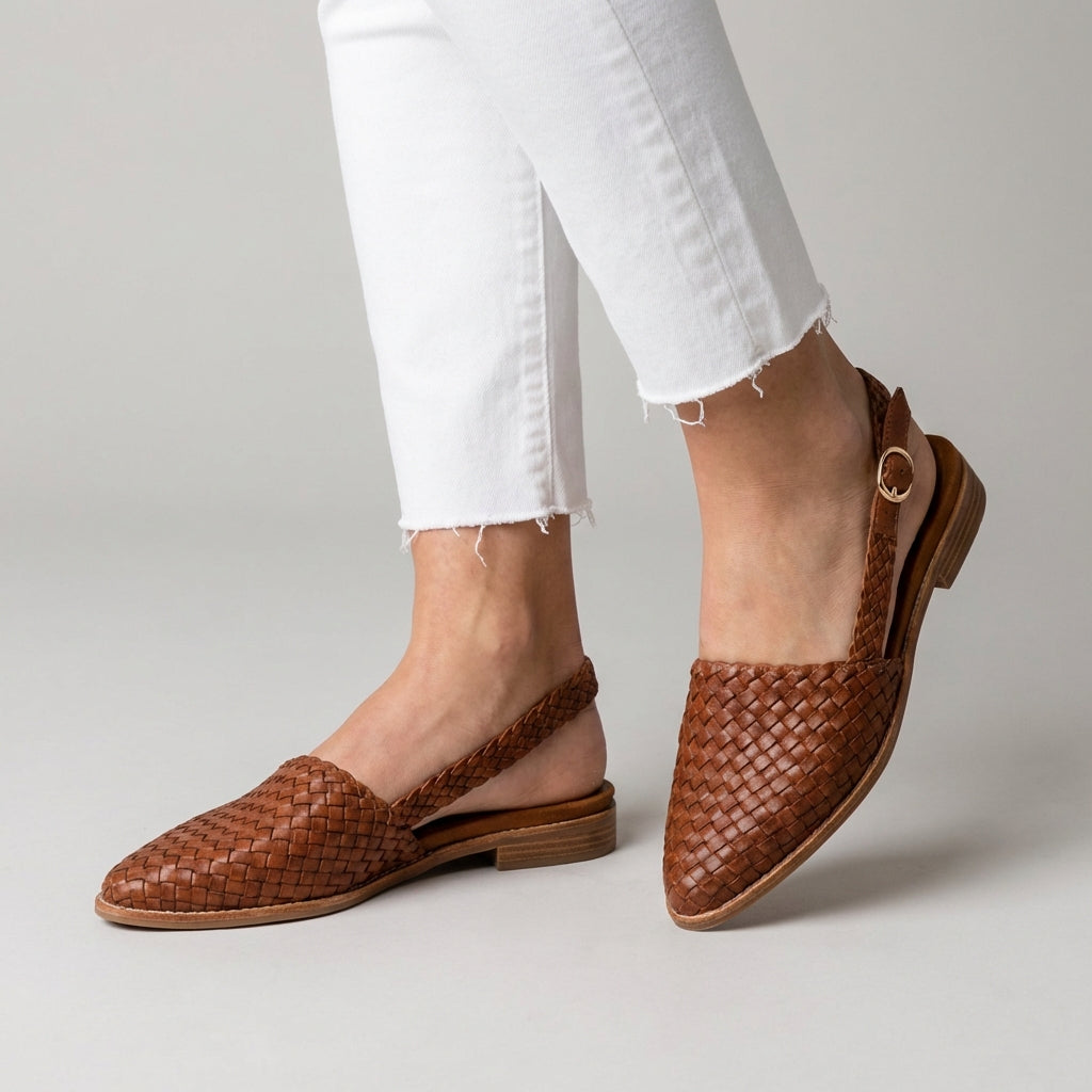 Pointed Toe Interlaced Slingback Ballerinas for Women – Stylish & Comfortable Design