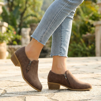 Orthopedic Pointed Toe Block Heel Ankle Boots for Women – Supportive & Stylish Comfort