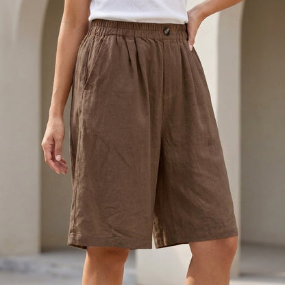 Relaxed Fit Wide-Leg Bermuda Shorts for Women – Breathable Everyday Comfort