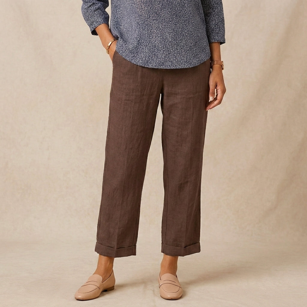Relaxed Fit Cropped Trousers for Women – Casual Comfort & Style