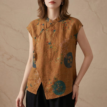 Floral Linen Blend Blouse for Women – Lightweight Everyday Elegance