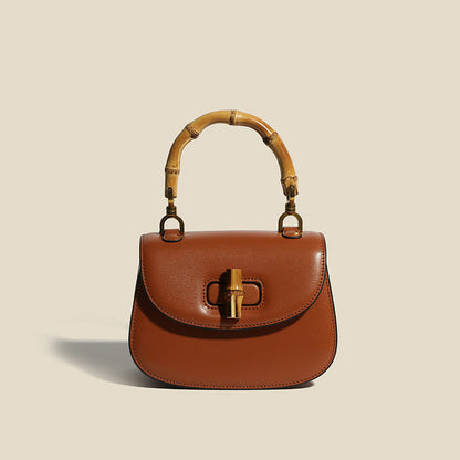 Structured Compact Handbag with Bamboo Handle for Women – Versatile & Stylish Design