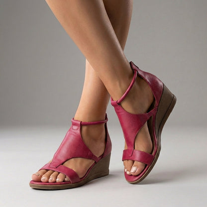 T-Strap Ankle Strap Wedge Heel Sandals for Women – Secure Fit & Stylish Lift