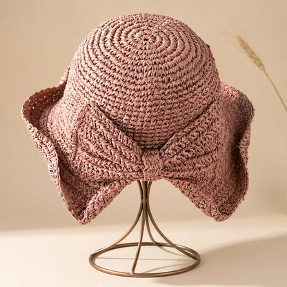 Woven Bow Sun Hat for Women – Elegant Summer Style