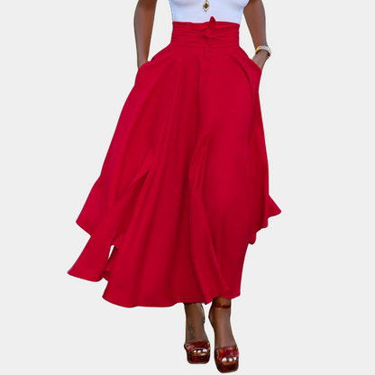 Women's Palazzo Pants - High Waist - Wide Legs - Light and Airy Fit