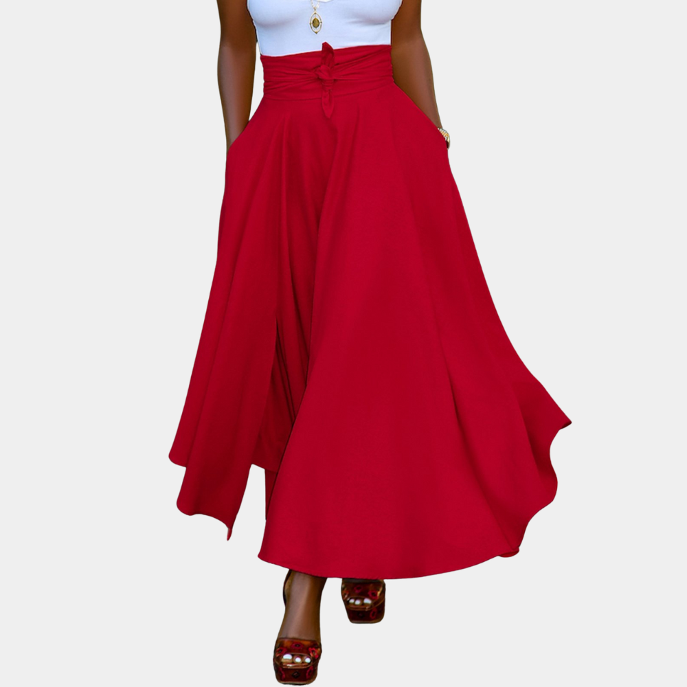 Women's Palazzo Pants - High Waist - Wide Legs - Light and Airy Fit