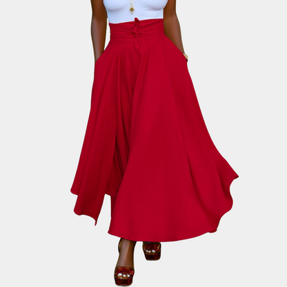 Women's Palazzo Pants - High Waist - Wide Legs - Light and Airy Fit