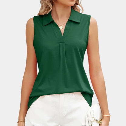 Women's Blouse - Sleeveless with Collar - Light and Breathable - Loose Fit
