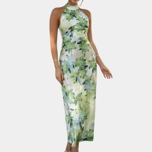 Women's Maxi Dress - Halterneck - Floral Print - Elegant and Comfortable
