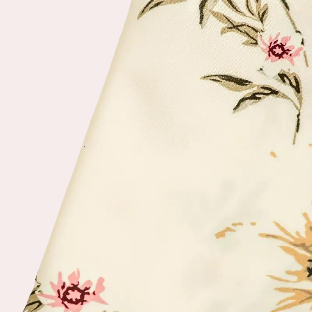 Women's Maxi Dress - Floral Print - A-line - Puff Sleeves - Round Neck - Elegant and Airy