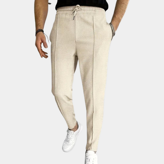 Men's Jogging Pants - Tapered Fit - Lightweight Fabric - Elastic Waist with Drawstring