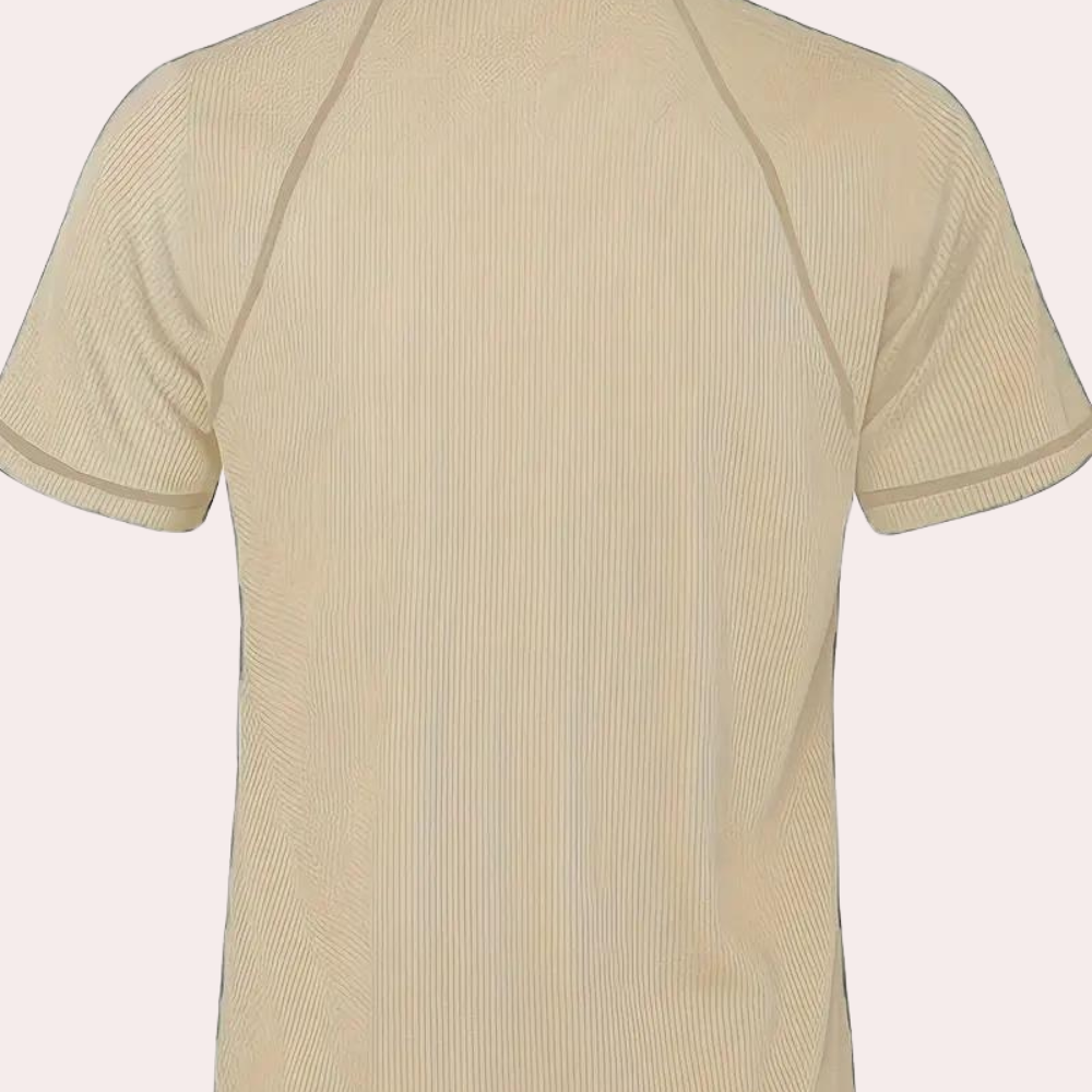 Men's Henley T-shirt - Button Closure - Short Sleeved - Breathable and Comfortable