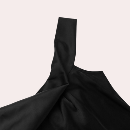 Women's Evening Dress - One-Shoulder - Elegant Fit - High Slit - Satin Finish