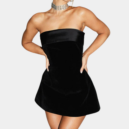 Women's Mini Dress - Strapless Velvet - Slim Fit - Elegant Party Dress