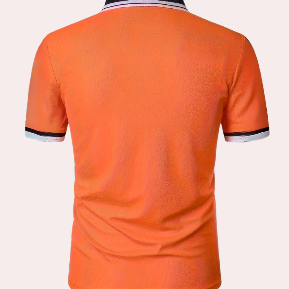 Men's Polo Shirt - Slim Fit - Short Sleeve - Breathable Cotton - Contrast Collar