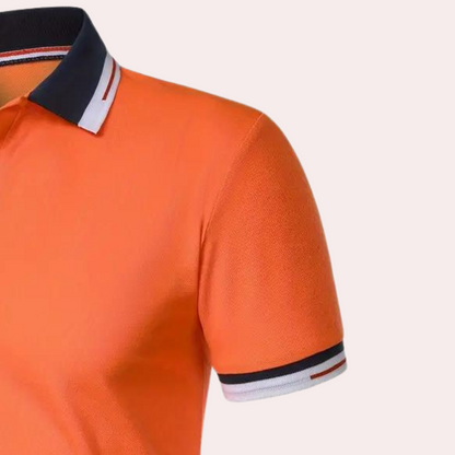 Men's Polo Shirt - Slim Fit - Short Sleeve - Breathable Cotton - Contrast Collar