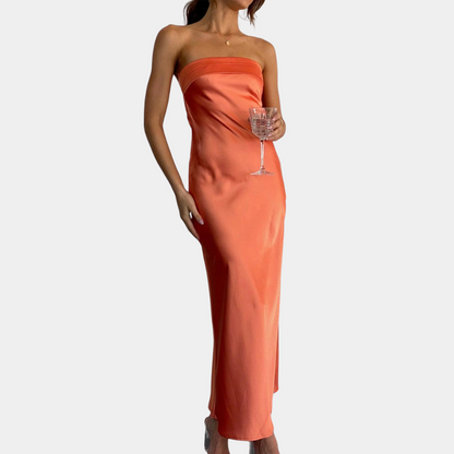 Women Gala Dress - Strapless - Long - Elegant Satin Look