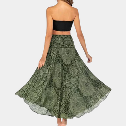 Women's Maxi Skirt - High Waist - Wrap Design - Light and Airy - Bohemian Pattern