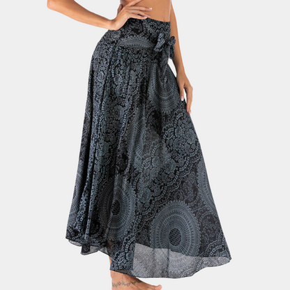 Women's Maxi Skirt - High Waist - Wrap Design - Light and Airy - Bohemian Pattern