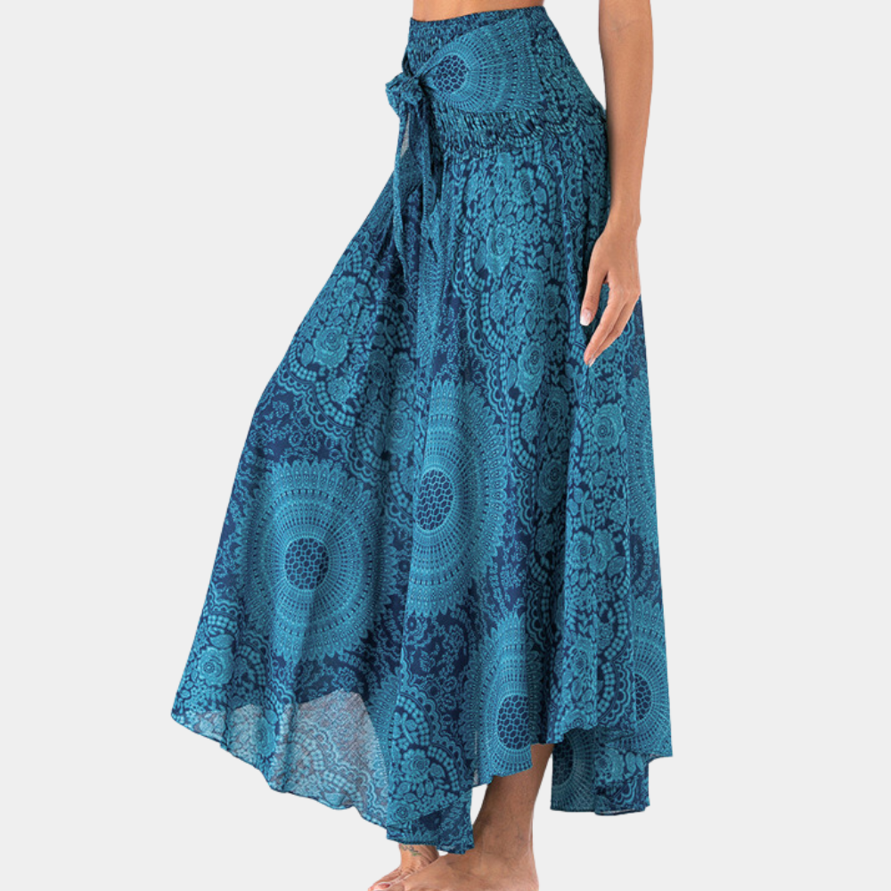 Women's Maxi Skirt - High Waist - Wrap Design - Light and Airy - Bohemian Pattern