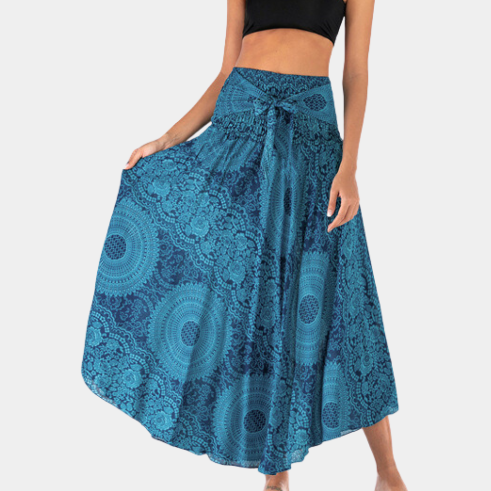 Women's Maxi Skirt - High Waist - Wrap Design - Light and Airy - Bohemian Pattern