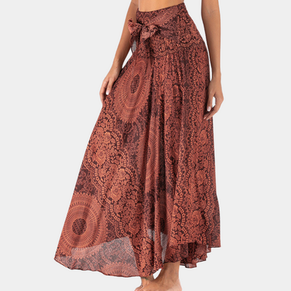Women's Maxi Skirt - High Waist - Wrap Design - Light and Airy - Bohemian Pattern