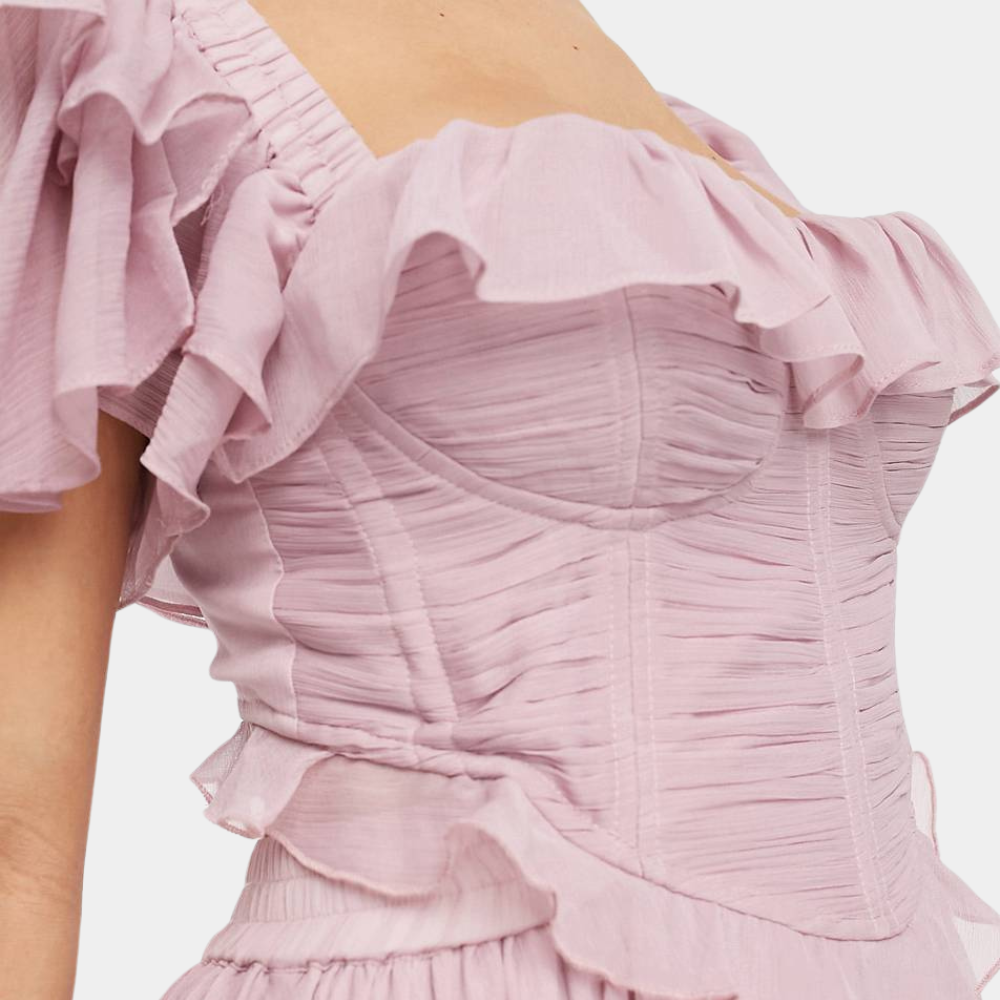 Women's Off-Shoulder Midi Dress - Ruffled Design - Elegant and Lightweight - Party Dress