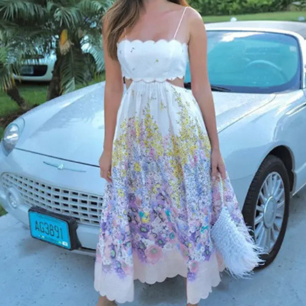 Woman Dress - Sleeveless Midi - Floral Print - Light and Breathable