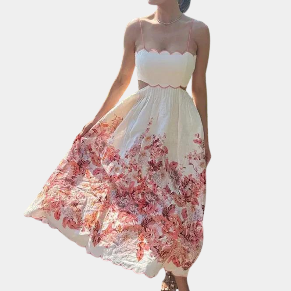 Woman Dress - Sleeveless Midi - Floral Print - Light and Breathable