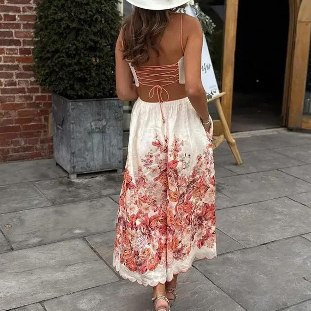 Woman Dress - Sleeveless Midi - Floral Print - Light and Breathable