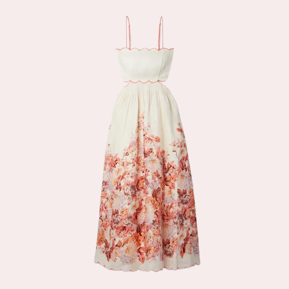 Woman Dress - Sleeveless Midi - Floral Print - Light and Breathable