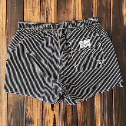 Men's Swim Shorts – Relaxed Fit – Quick-Drying – Striped Design – Elastic Waist with Drawstring