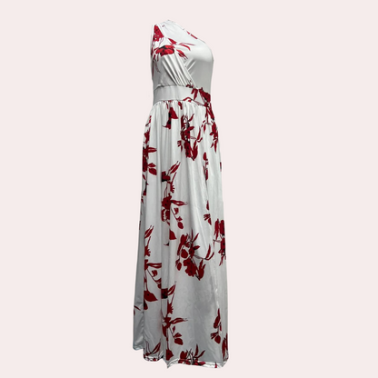 Women's Maxi Dress - Asymmetric One-Shoulder - Elegant Flowy Design - High Slit