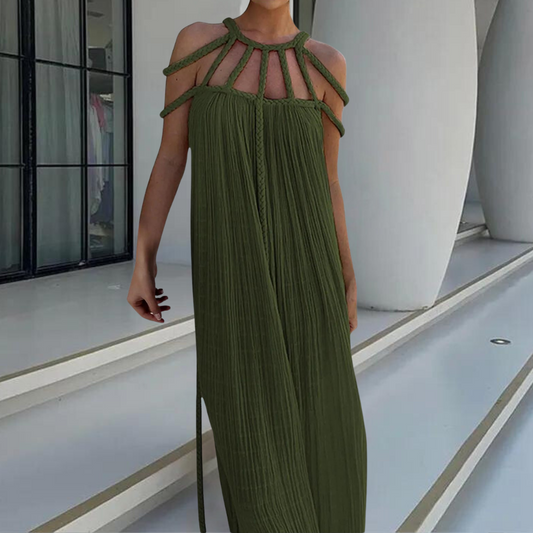 Women's Dress - Long and Loose Fit - Braided Strap Design - Elegant and Light