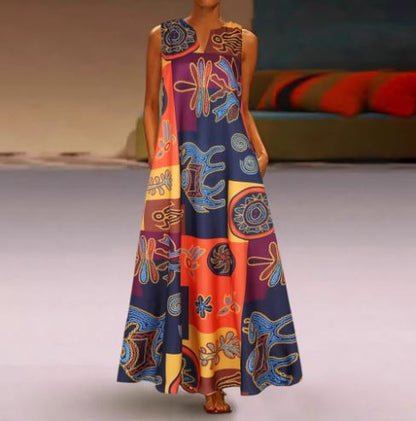 Women's Maxi Dress - Sleeveless - Round Neck - Loose Fit - Light and Breathable