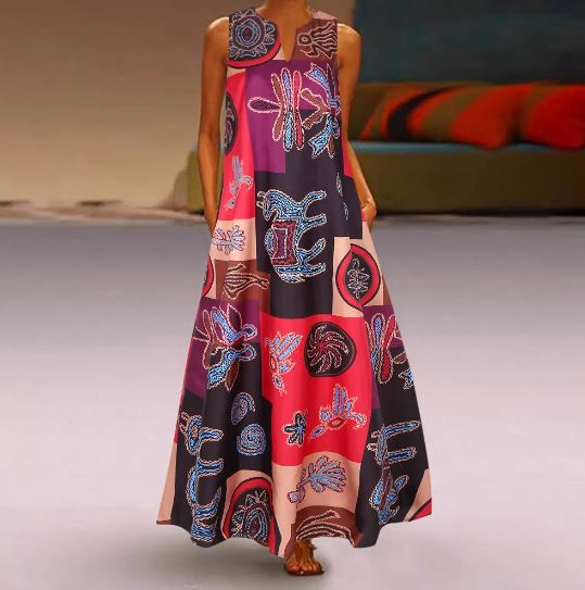 Women's Maxi Dress - Sleeveless - Round Neck - Loose Fit - Light and Breathable