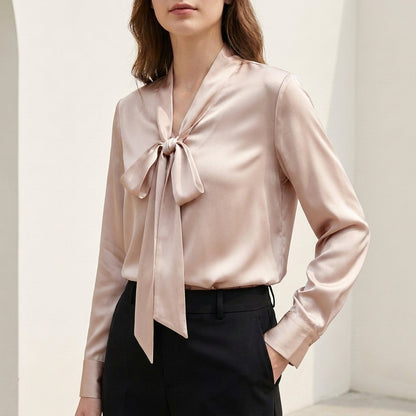 Tie Neck Regular Fit Blouse for Women – Elegant Professional Style