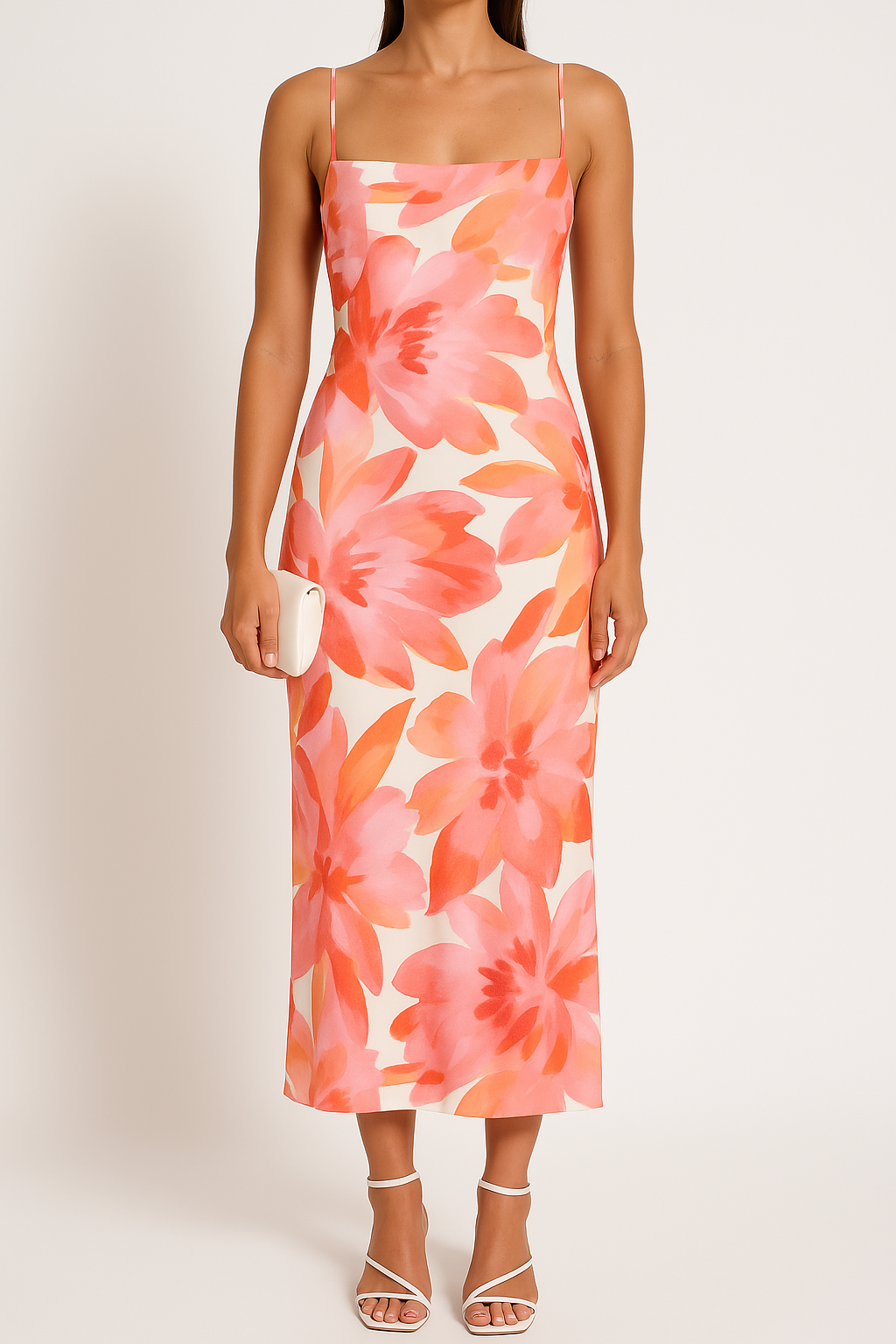 Women's Bodycon Dress – Slim Fit – Spaghetti Straps – Floral Pattern – Full Length